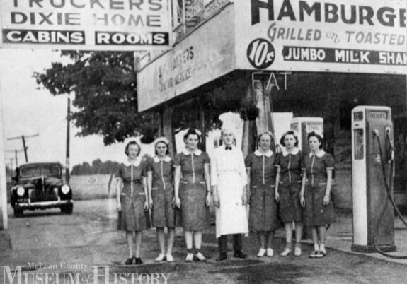 Dixie Trucker's Home Cafe in McLean, IL at Rtes. 66 and 136. C. 1945,